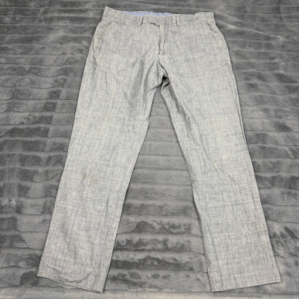 J.Crew Bowery Slim Fit Grey Cotton Chambray Dress Pants Mens 32x30